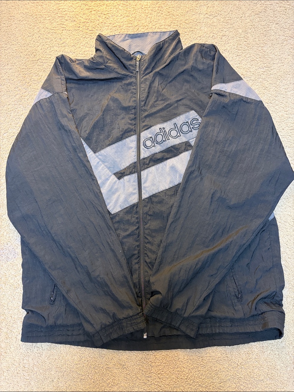 Adidas Black and Light Gray Retro Track Jacket